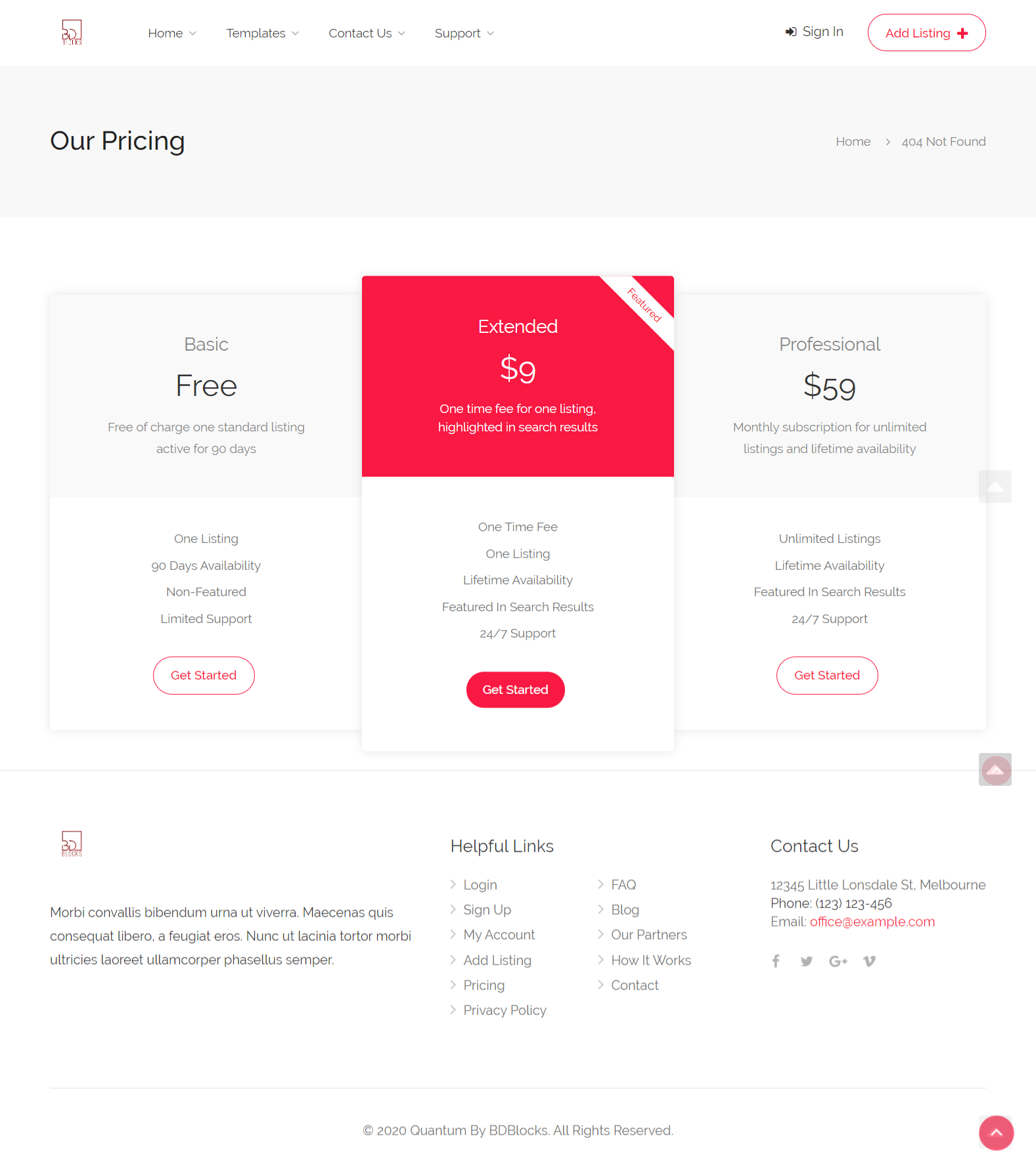 Quantum - Pricing Template